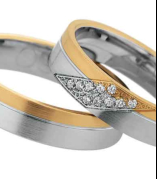 Poro�ni prstan060 kombinirano zlato 585 - brilijanti ali  cirkoni